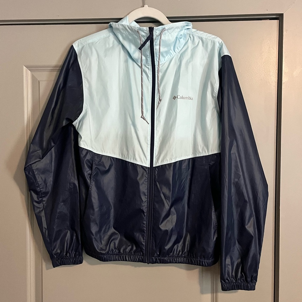 Columbia Light Blue and Navy Windbreaker